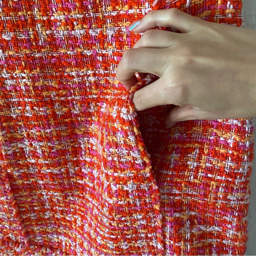 Elie Tahari 100% Cotton Andrea Seath Tweed Mini Dress Size 2 Vibrant Red Pockets - Picture 5 of 11